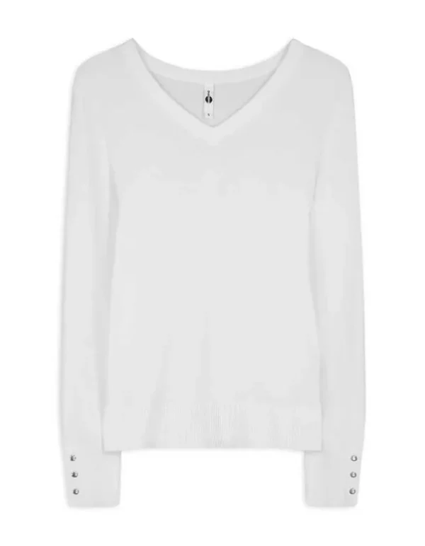 Pullover - Zierknöpfe - weiß
