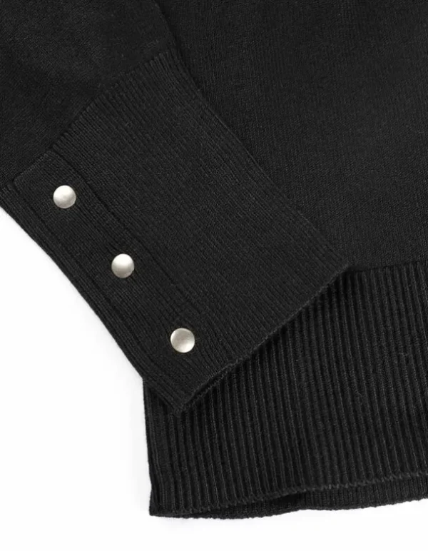 Pullover - Zierknöpfe - schwarz