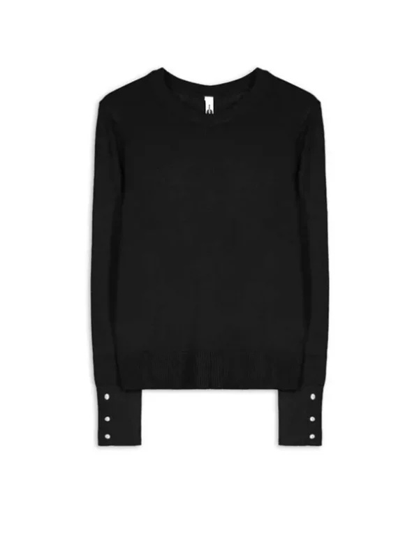 Pullover - Zierknöpfe - schwarz