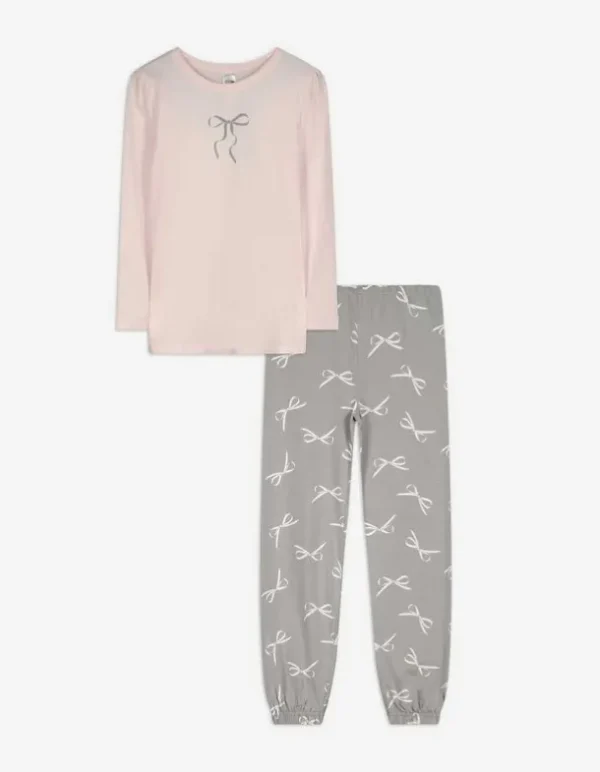 Pyjama Set aus Langarmshirt und Hose - Print - bronzefarben