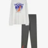 Pyjama Set aus Langarmshirt und Hose - Print - bronzefarben