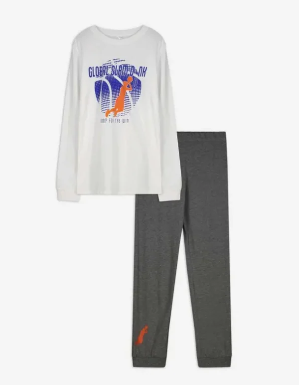 Pyjama Set aus Langarmshirt und Hose - Print - bronzefarben