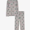 Pyjama Set aus Langarmshirt und Hose - Allover-Print - hellgrau