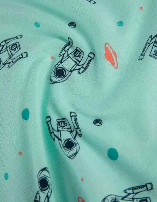 Pyjama Set aus Langarmshirt und Hose - Mustermix - türkis