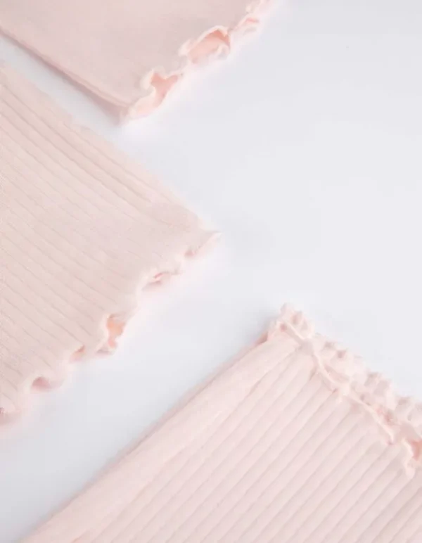 Pyjama Set aus Langarmshirt und Hose - Muschelsaum - rosa