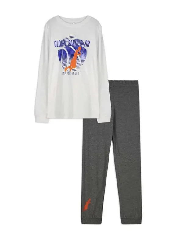 Pyjama Set aus Langarmshirt und Hose - Print - bronzefarben
