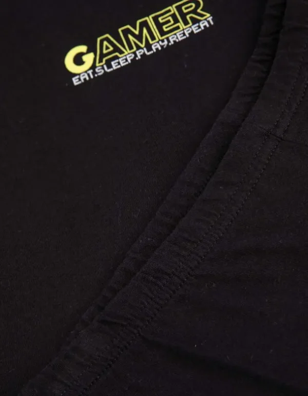 Pyjama Set aus Langarmshirt und Hose - Rückenprint - schwarz
