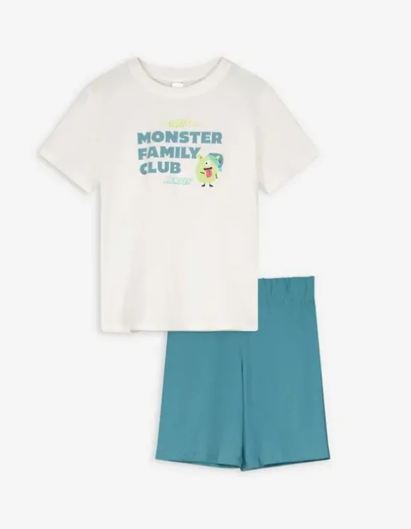 Pyjama Set aus Shirt und Shorts - Print
