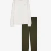Pyjama Set aus Shirt und Hose - Print - bronzefarben