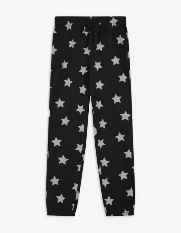 Pyjamahose - Allover-Muster - schwarz