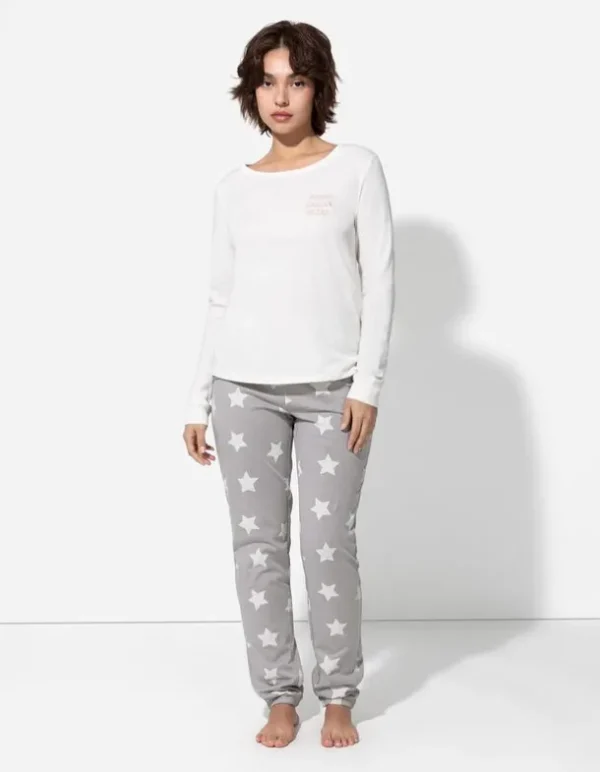 Pyjamahose - Allover-Muster - grau