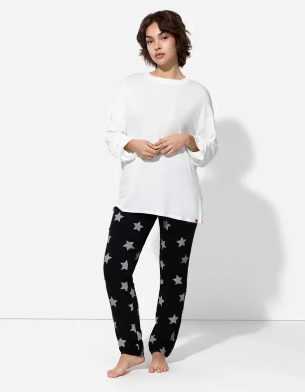 Pyjamahose - Allover-Muster - schwarz