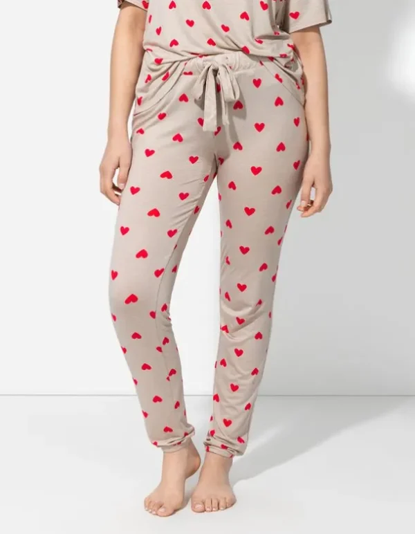 Pyjamahose - Allover-Print - beige