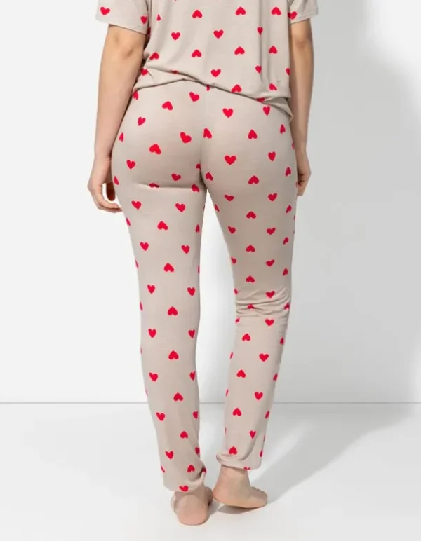Pyjamahose - Allover-Print - beige