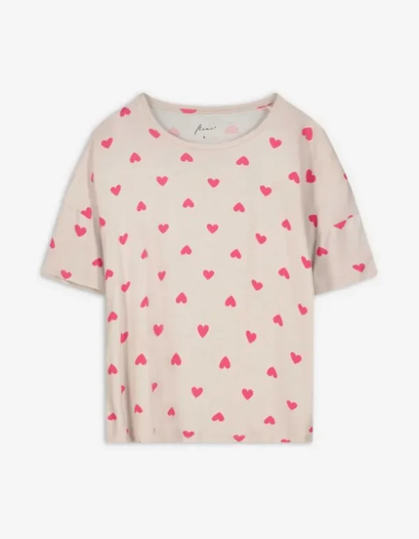 Pyjamaoberteil - Allover-Print - beige