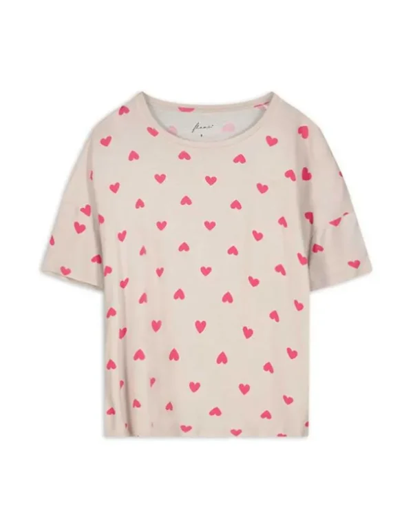 Pyjamaoberteil - Allover-Print - beige