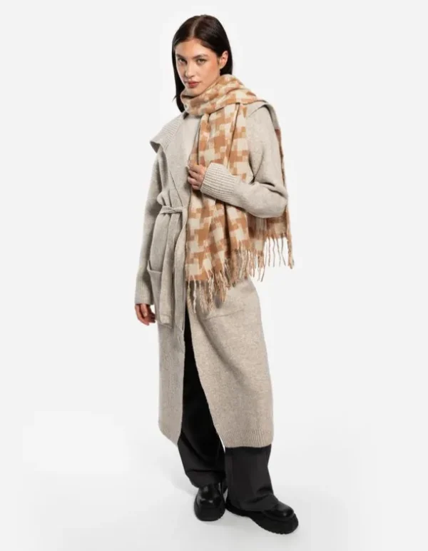 Schal - Fransen an den Abschlüssen - beige