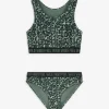 Set aus Bikinitop und Bikinislip - Leopardenmuster - dunkelgrün