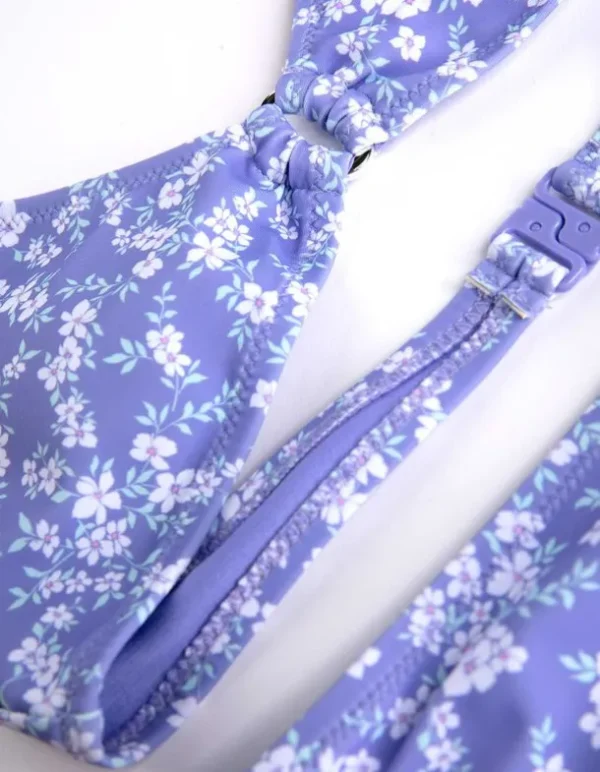 Set aus Bikinitop und Bikinislip - Allover-Print - lila
