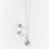 Set aus Kette und Ohrring - Ziersteine - silberfarben