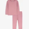 Set aus Langarmshirt und Hose - Rippenstruktur - pink