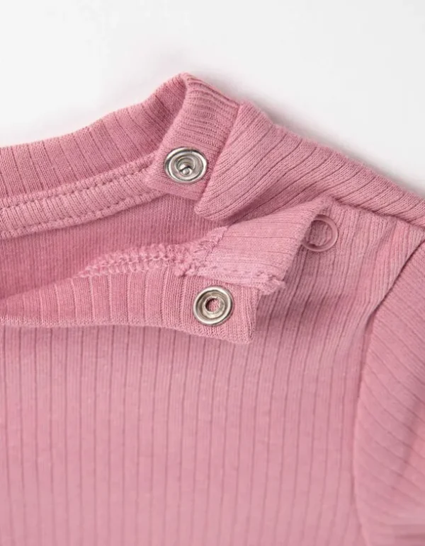 Set aus Langarmshirt und Hose - Rippenstruktur - pink