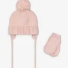 Set aus Mütze und Handschuhe - Fleece-Futter - rosa
