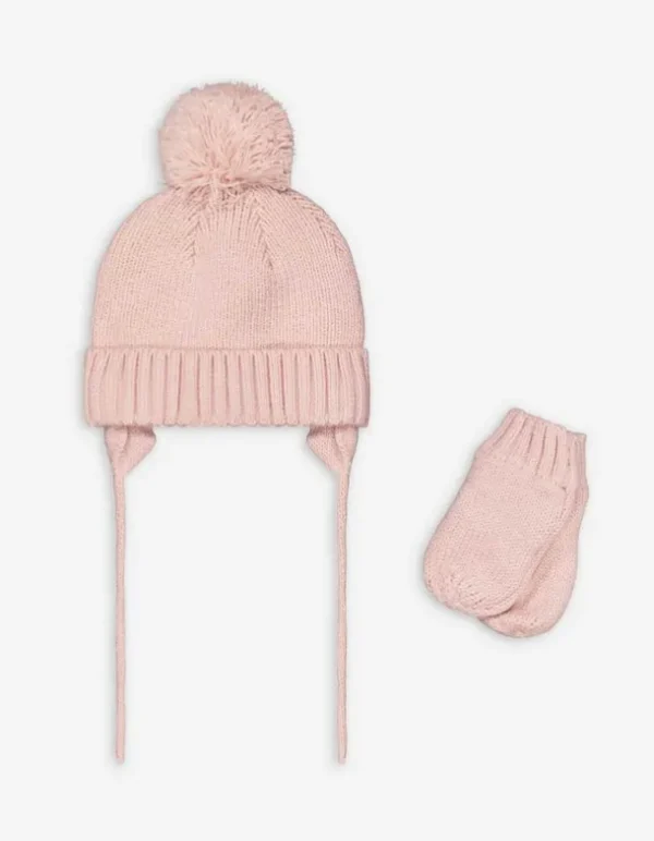 Set aus Mütze und Handschuhe - Fleece-Futter - rosa