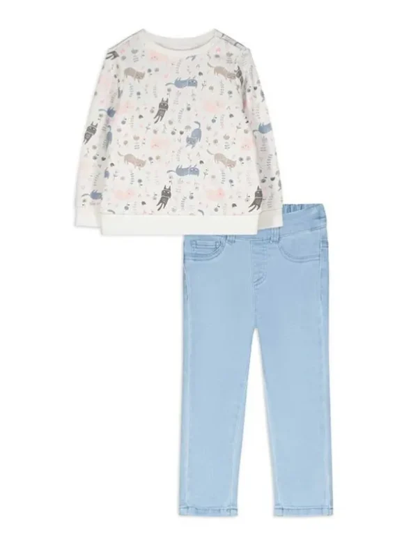 Set aus Sweatshirt und Hose - Allover-Print - weiß