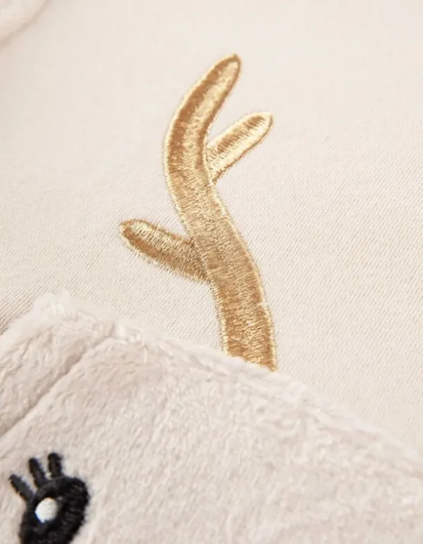 Set aus Sweatshirt und Leggings - Stickereien - beige