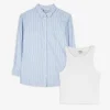 Set aus Top und Bluse - Streifen - weiß