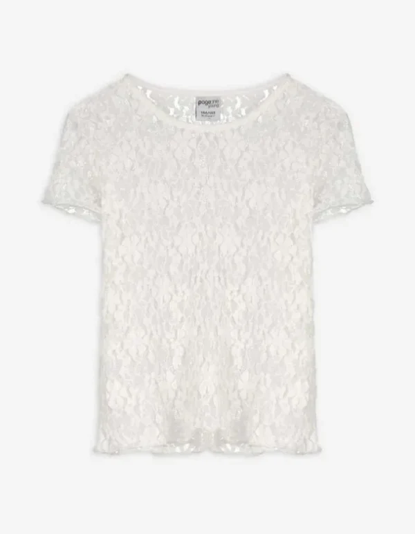 Shirt - Lochspitze - weiß