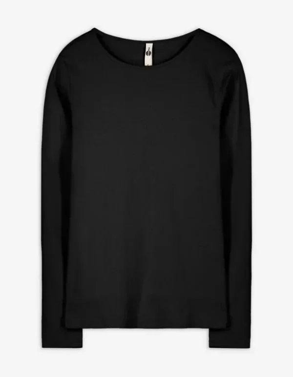 Shirt - Rippenstruktur - schwarz