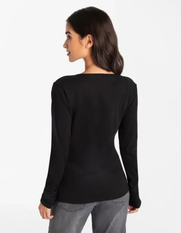 Shirt - Rippenstruktur - schwarz