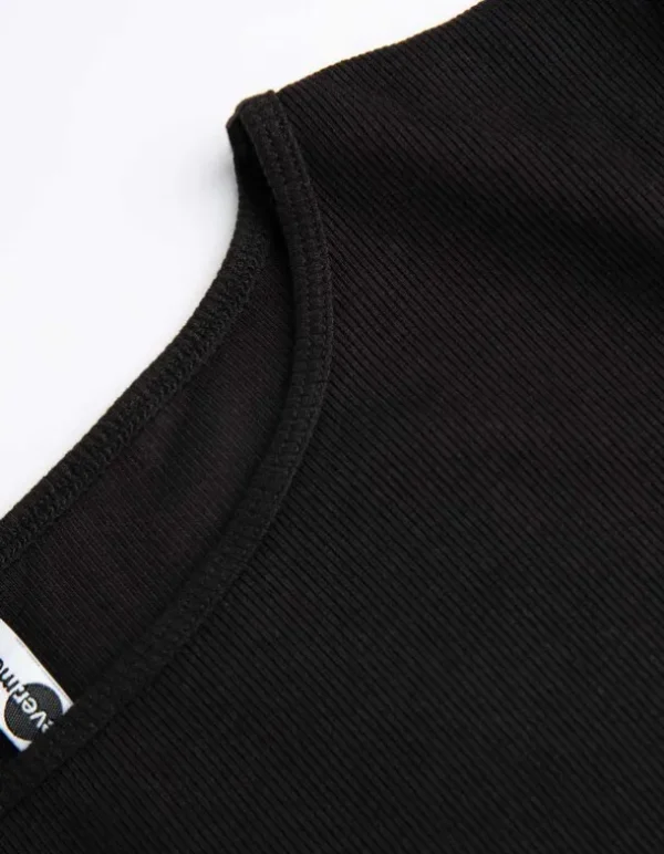 Shirt - Rippenstruktur - schwarz
