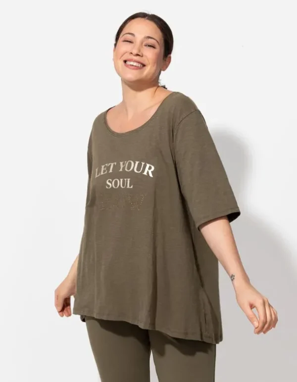 Shirt - Ziersteine - dunkelgrün
