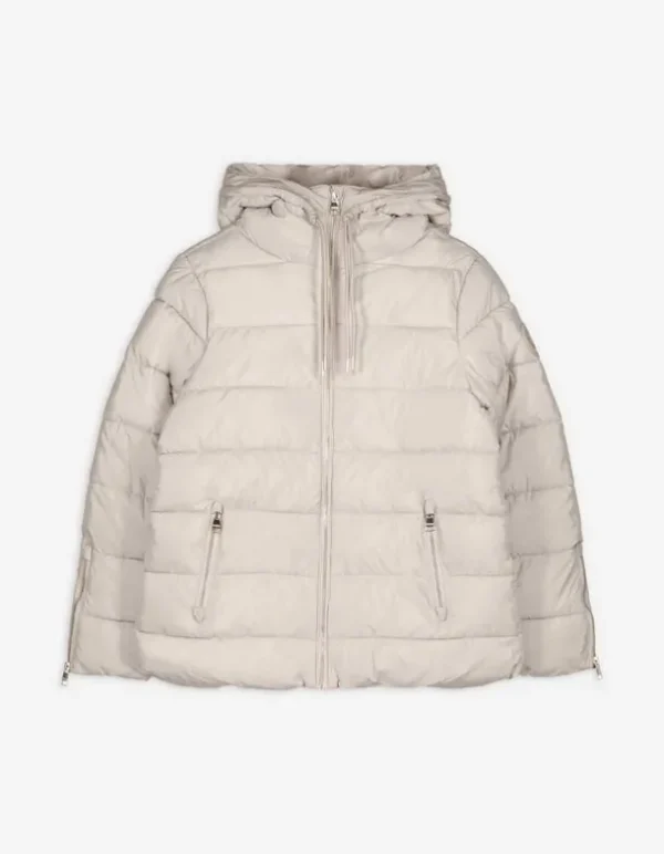 Steppjacke - Tunnelzug am Saum - beige