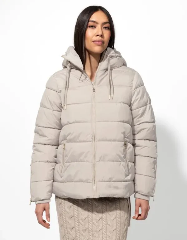 Steppjacke - Tunnelzug am Saum - beige