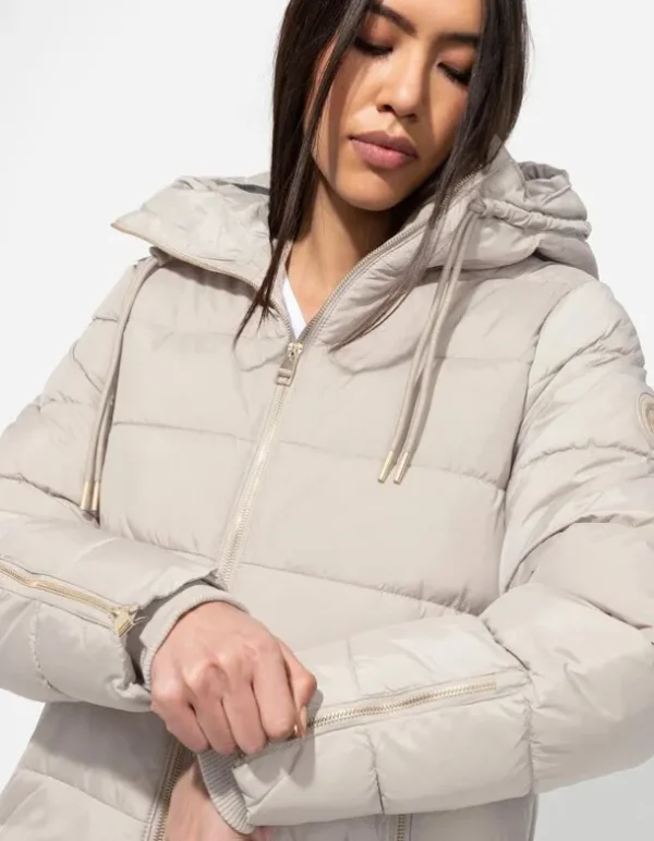 Steppjacke - Tunnelzug am Saum - beige