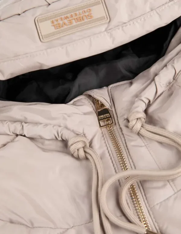 Steppjacke - Tunnelzug am Saum - beige