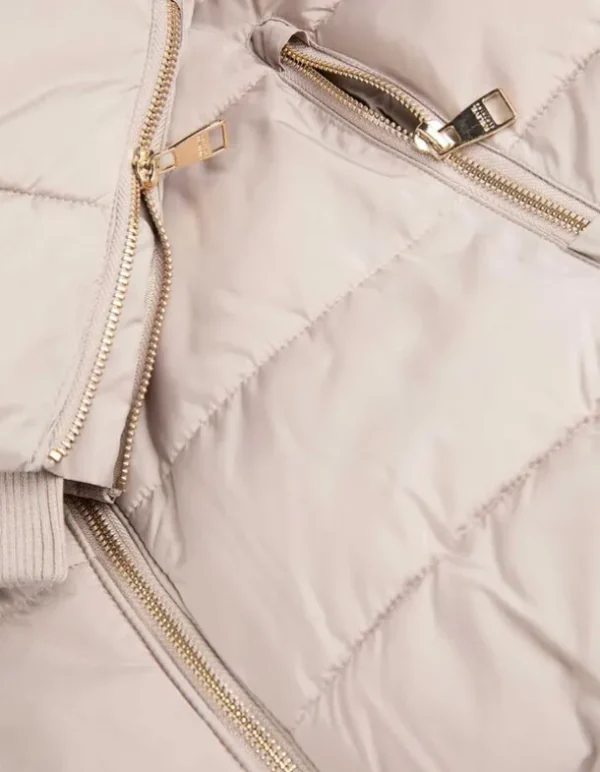 Steppjacke - Tunnelzug am Saum - beige