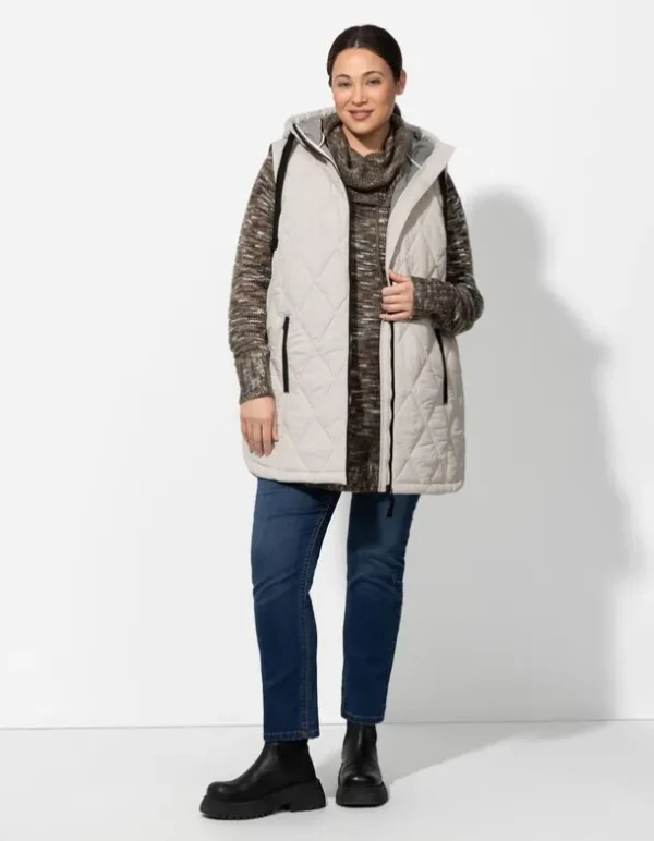 Steppweste - Kapuze - beige