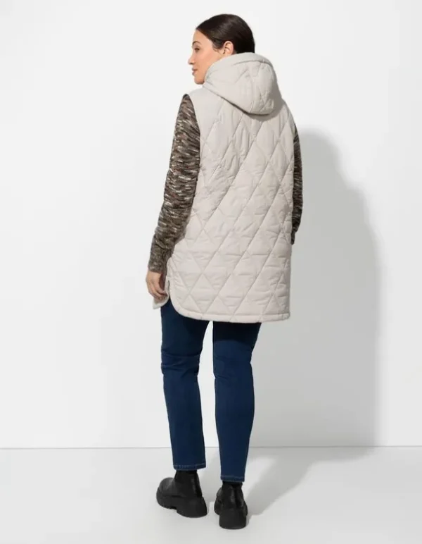 Steppweste - Kapuze - beige