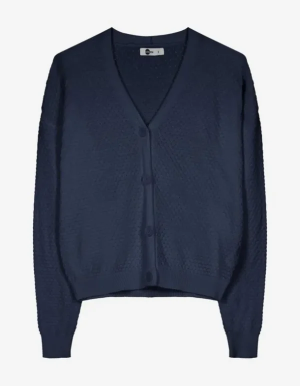 Strickjacke - Baumwolle - dunkelblau