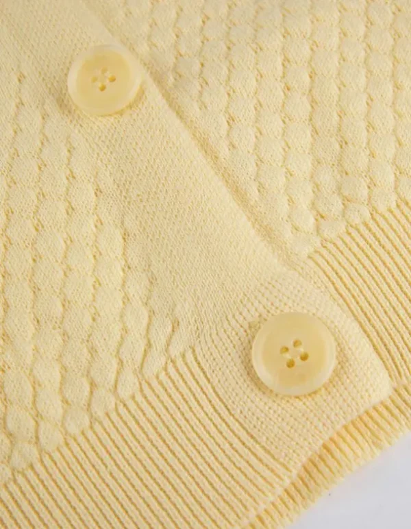 Strickjacke - Baumwolle - hellgelb