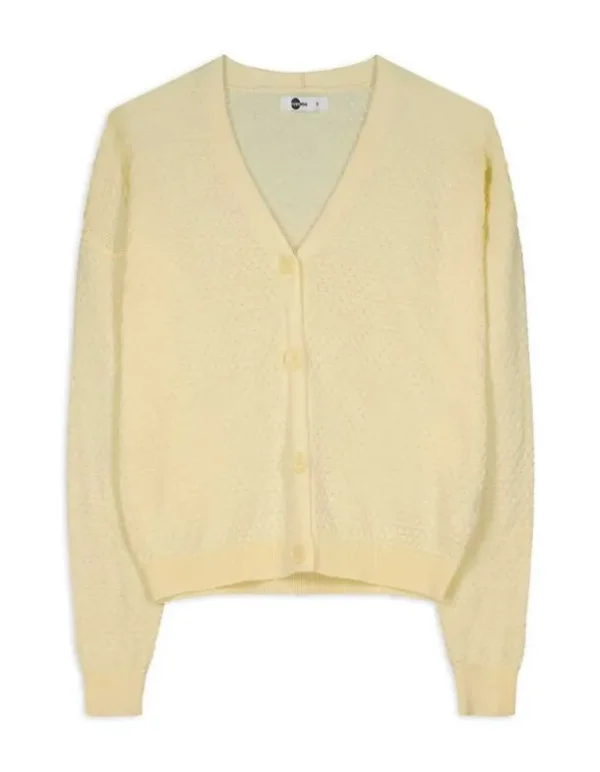Strickjacke - Baumwolle - hellgelb