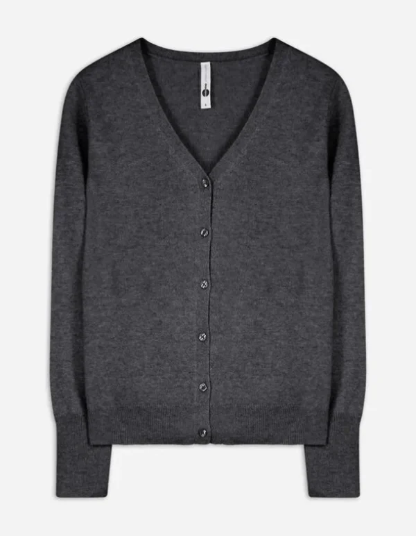 Strickjacke - Kaschmir - grau