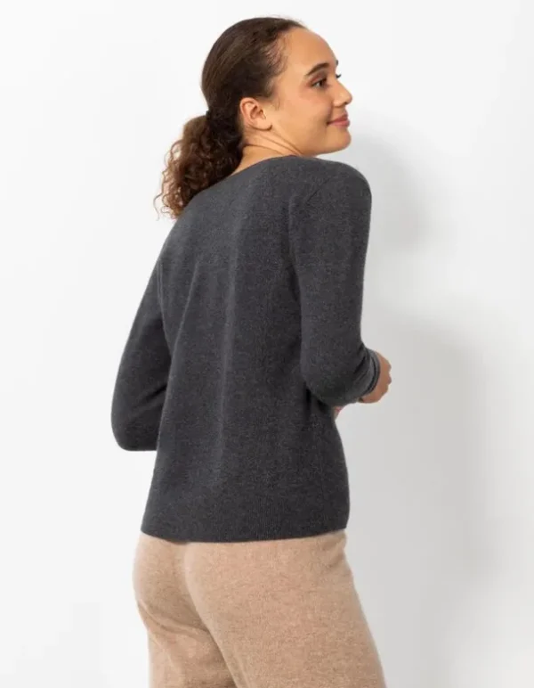 Strickjacke - Kaschmir - grau
