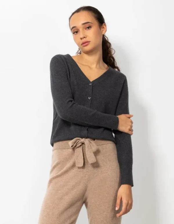Strickjacke - Kaschmir - grau