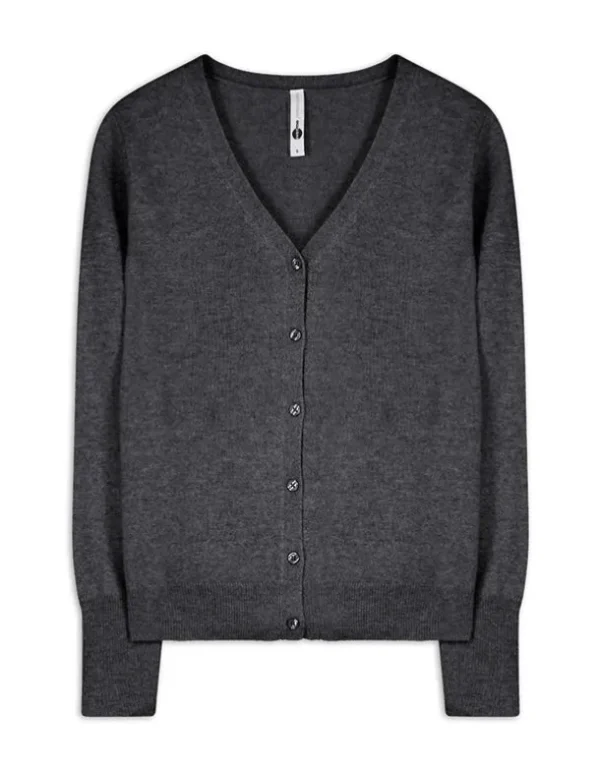 Strickjacke - Kaschmir - grau